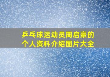 乒乓球运动员周启豪的个人资料介绍图片大全