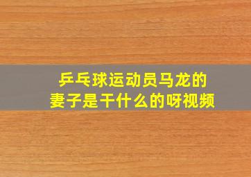 乒乓球运动员马龙的妻子是干什么的呀视频