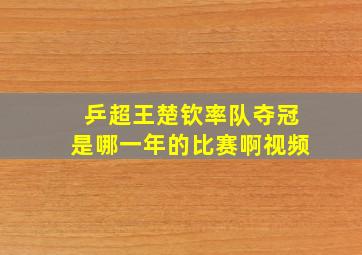 乒超王楚钦率队夺冠是哪一年的比赛啊视频