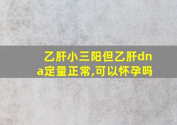 乙肝小三阳但乙肝dna定量正常,可以怀孕吗