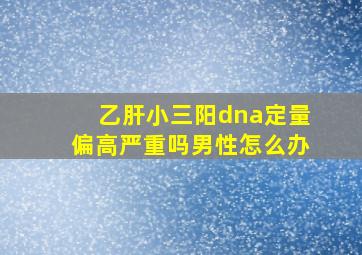 乙肝小三阳dna定量偏高严重吗男性怎么办