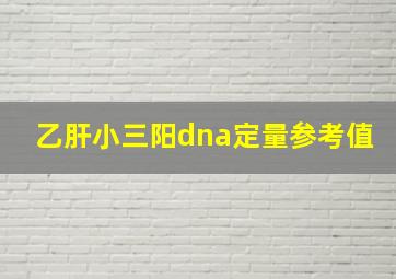 乙肝小三阳dna定量参考值