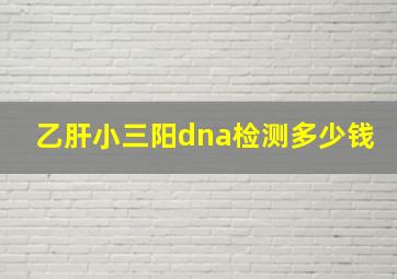 乙肝小三阳dna检测多少钱