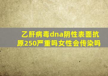 乙肝病毒dna阴性表面抗原250严重吗女性会传染吗