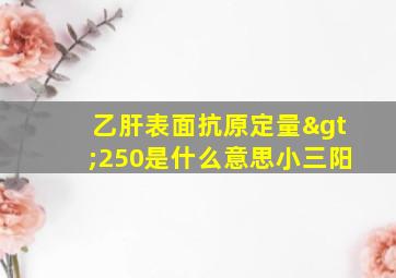 乙肝表面抗原定量>250是什么意思小三阳