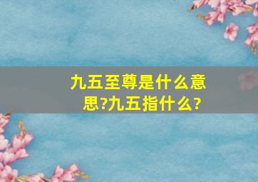 九五至尊是什么意思?九五指什么?