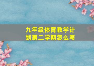 九年级体育教学计划第二学期怎么写