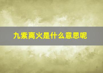 九紫离火是什么意思呢