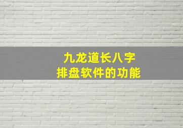 九龙道长八字排盘软件的功能