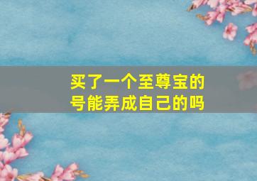 买了一个至尊宝的号能弄成自己的吗