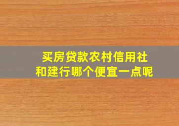 买房贷款农村信用社和建行哪个便宜一点呢