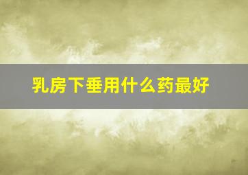 乳房下垂用什么药最好