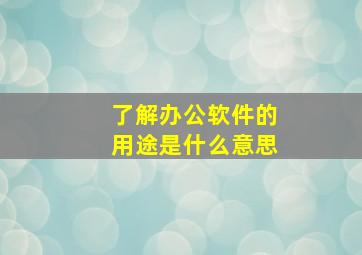 了解办公软件的用途是什么意思