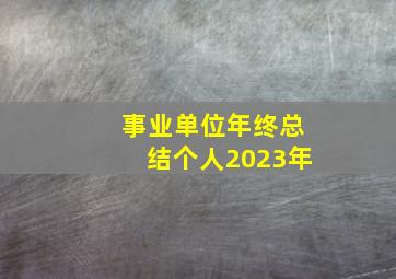 事业单位年终总结个人2023年