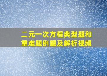 二元一次方程典型题和重难题例题及解析视频