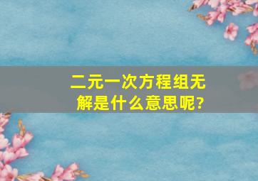 二元一次方程组无解是什么意思呢?