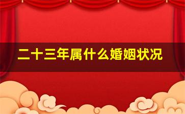 二十三年属什么婚姻状况