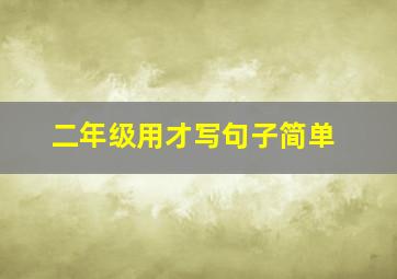 二年级用才写句子简单