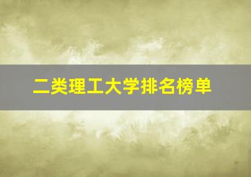 二类理工大学排名榜单