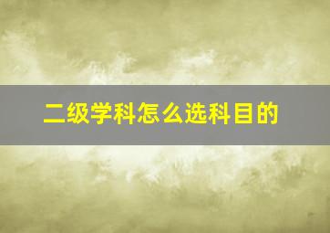 二级学科怎么选科目的