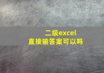 二级excel直接输答案可以吗