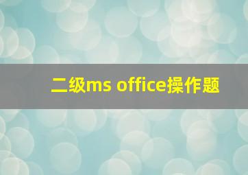 二级ms office操作题