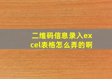 二维码信息录入excel表格怎么弄的啊