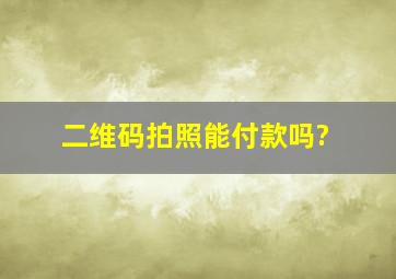 二维码拍照能付款吗?