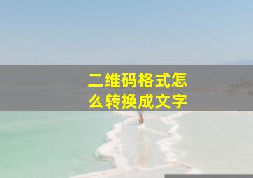 二维码格式怎么转换成文字