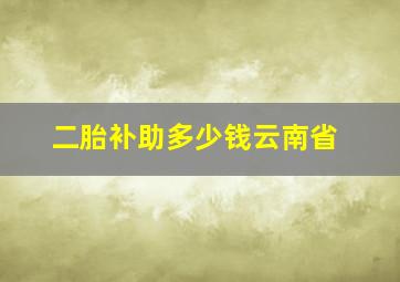 二胎补助多少钱云南省