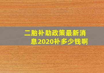 二胎补助政策最新消息2020补多少钱啊