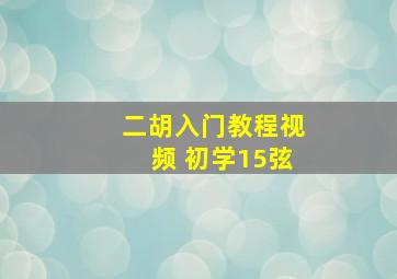 二胡入门教程视频 初学15弦