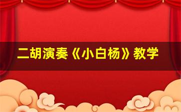 二胡演奏《小白杨》教学