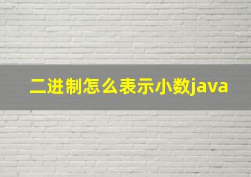 二进制怎么表示小数java