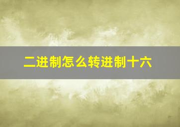 二进制怎么转进制十六