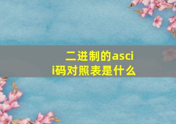 二进制的ascii码对照表是什么