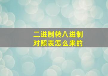 二进制转八进制对照表怎么来的