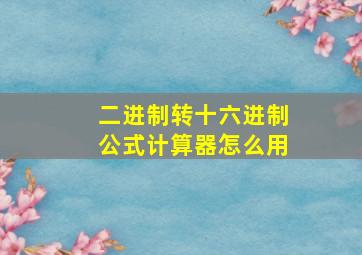 二进制转十六进制公式计算器怎么用