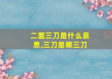 二面三刀是什么意思,三刀是哪三刀