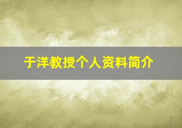 于洋教授个人资料简介