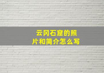 云冈石窟的照片和简介怎么写