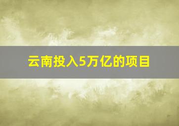 云南投入5万亿的项目