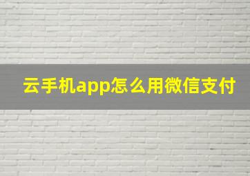 云手机app怎么用微信支付