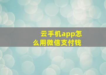 云手机app怎么用微信支付钱