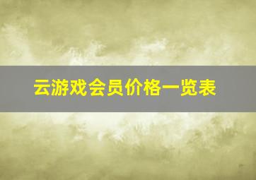 云游戏会员价格一览表