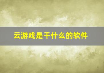 云游戏是干什么的软件