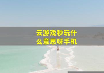 云游戏秒玩什么意思呀手机