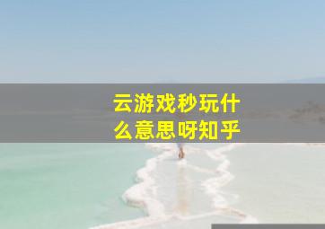 云游戏秒玩什么意思呀知乎