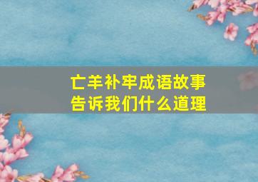 亡羊补牢成语故事告诉我们什么道理