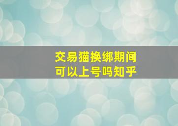 交易猫换绑期间可以上号吗知乎